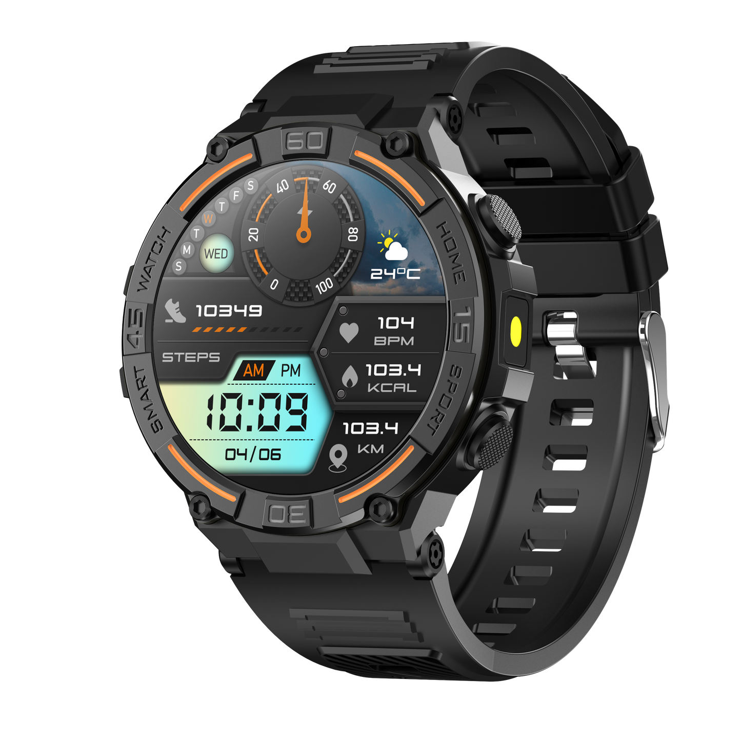 HW50 Montres Sport intelligente avec lampe de poche pour hommes et femmes cadran direct plusieurs couleurs