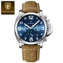 POEDAGAR montre militaire de luxe pour hommes étanche lumineux Date chronographe homme montre sport décontracté en cuir hommes montres à Quartz