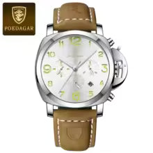 POEDAGAR montre militaire de luxe pour hommes étanche lumineux Date chronographe homme montre sport décontracté en cuir hommes montres à Quartz
