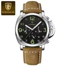 POEDAGAR montre militaire de luxe pour hommes étanche lumineux Date chronographe homme montre sport décontracté en cuir hommes montres à Quartz