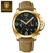 POEDAGAR montre militaire de luxe pour hommes étanche lumineux Date chronographe homme montre sport décontracté en cuir hommes montres à Quartz