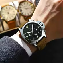 POEDAGAR montre militaire de luxe pour hommes étanche lumineux Date chronographe homme montre sport décontracté en cuir hommes montres à Quartz