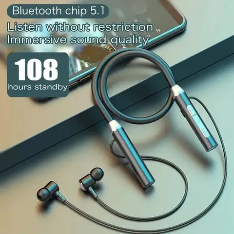 Écouteurs Bluetooth Intra-Auriculaires pour Sport Étanche avec Tour de Cou Sans Fil.