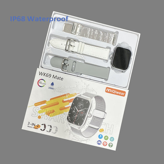 WK69 mate 3 en 1 Bracelet Big 2.09 pouces. Smartwatch montre intelligente Fréquence cardiaque BT Appel