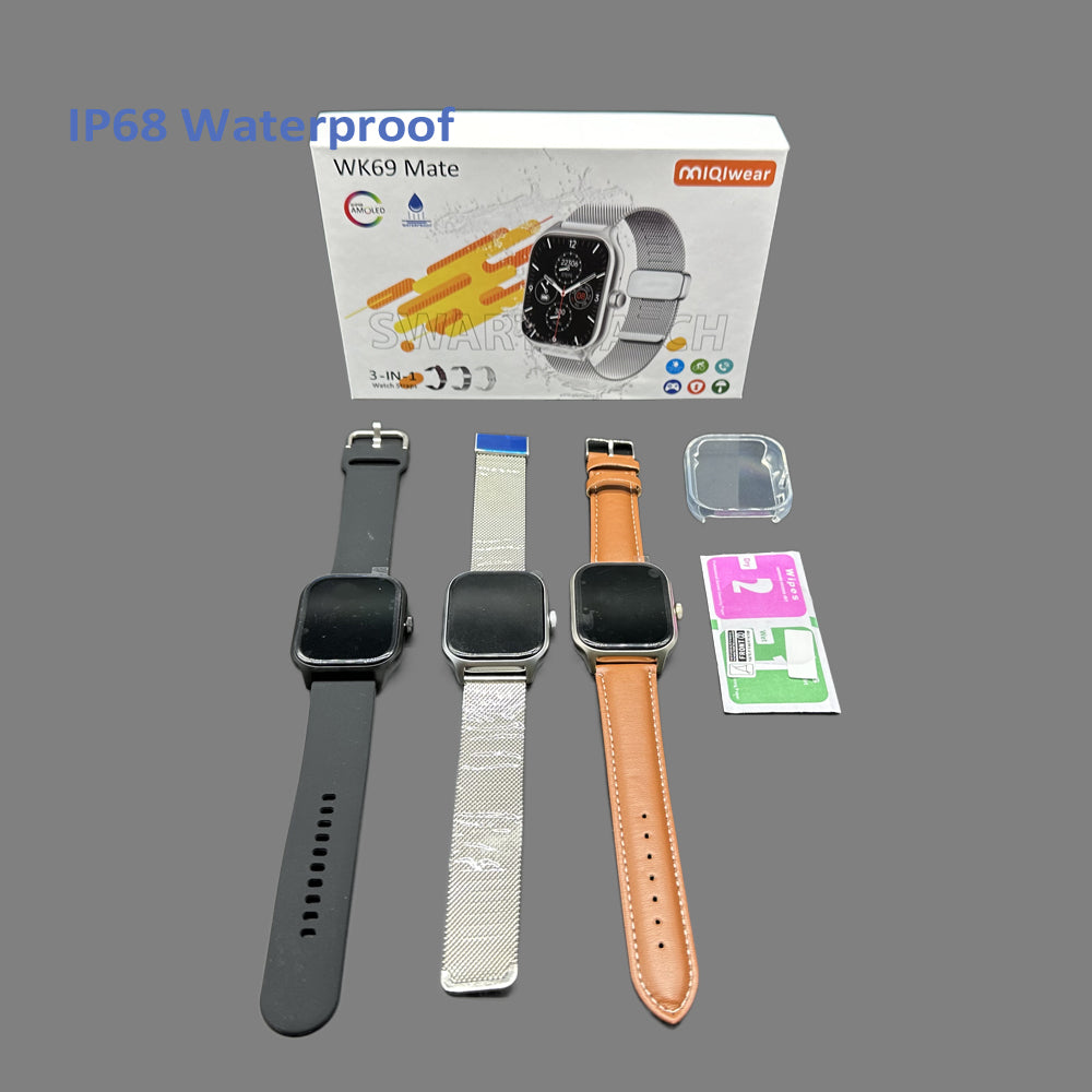 WK69 mate 3 en 1 Bracelet Big 2.09 pouces. Smartwatch montre intelligente Fréquence cardiaque BT Appel