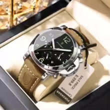 POEDAGAR montre militaire de luxe pour hommes étanche lumineux Date chronographe homme montre sport décontracté en cuir hommes montres à Quartz