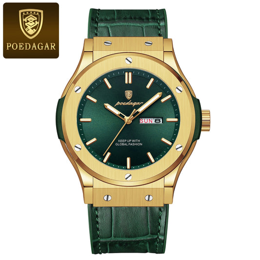 POEDAGAR mode luxe bracelet lumineux d'affaires en Nylon cuir Quartz montres pour hommes