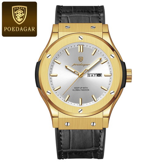 POEDAGAR mode luxe bracelet lumineux d'affaires en Nylon cuir Quartz montres pour hommes
