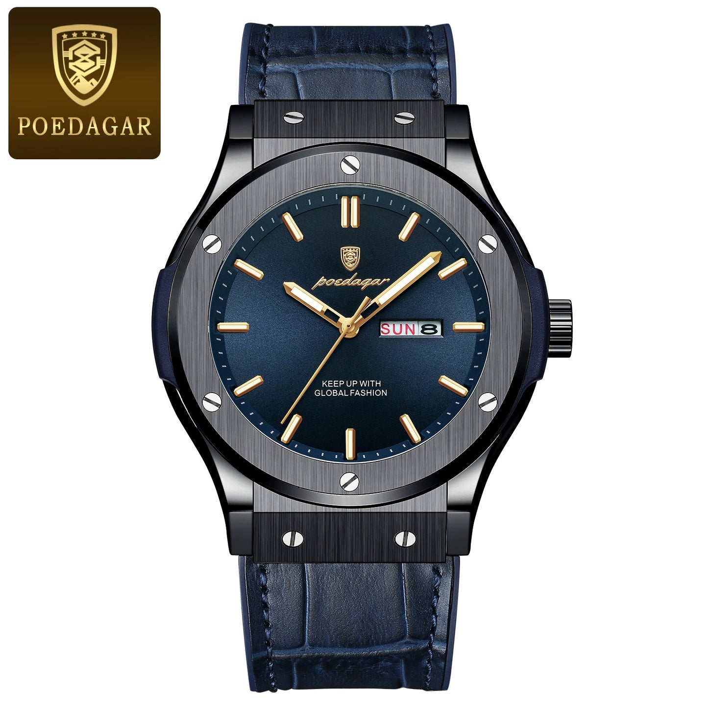 POEDAGAR mode luxe bracelet lumineux d'affaires en Nylon cuir Quartz montres pour hommes