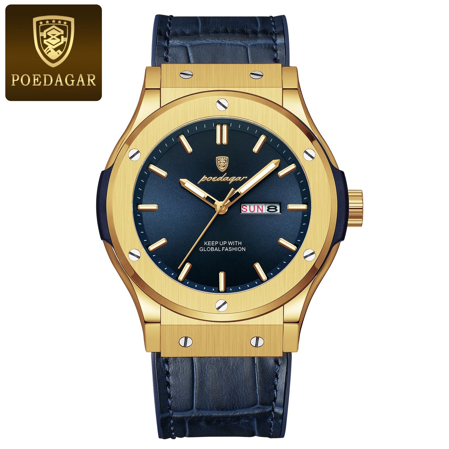 POEDAGAR mode luxe bracelet lumineux d'affaires en Nylon cuir Quartz montres pour hommes
