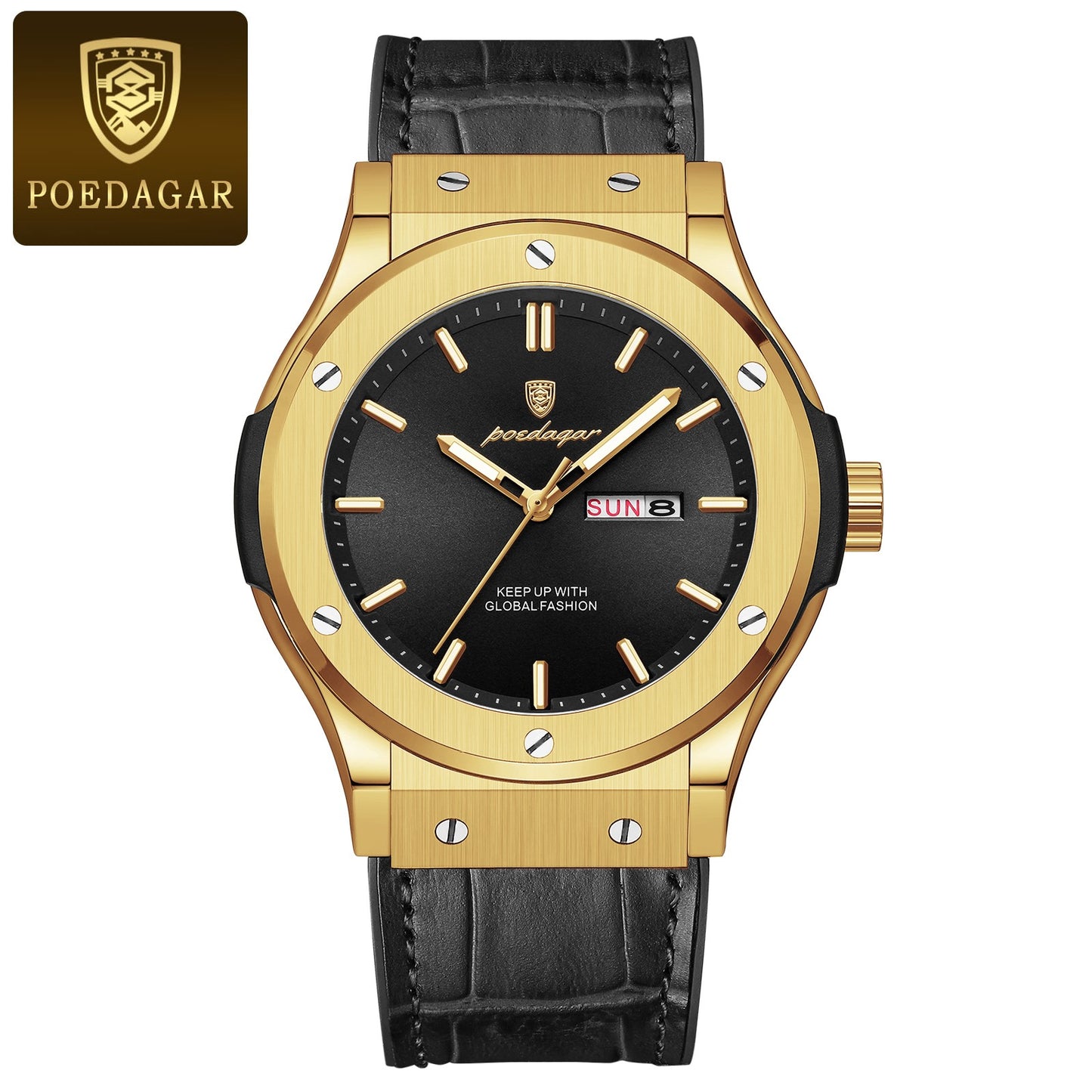 POEDAGAR mode luxe bracelet lumineux d'affaires en Nylon cuir Quartz montres pour hommes